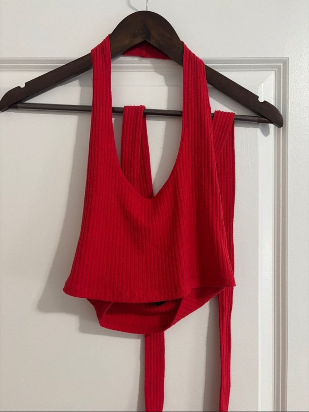 Forever 21 Red Halter Tie-Front Tank Top